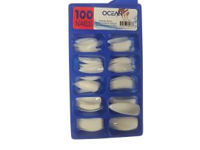 Sada bílých mlečných nehtů   - špičaté  různé velikosti v jednom balení