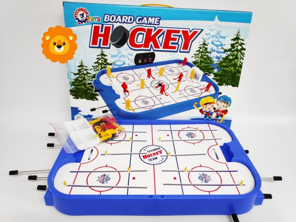Hokej společenská hra plast, kovová táhla v krabici 54x38x7cm