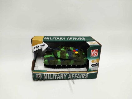 Tank plast 17cm na setrvačník na baterie se světlem se zvukem v krabici 20x11x9cm