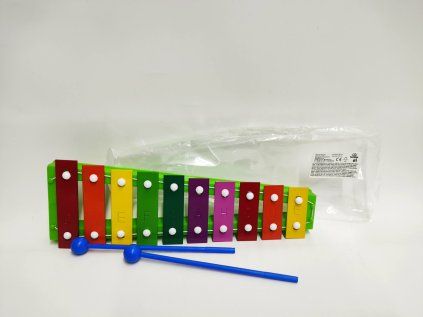 Xylofon kov/plast + 2 paličky 26cm v sáčku