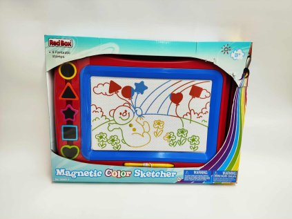 Magnetická tabulka barevná + razítka 5ks plast 43x30cm v krabici