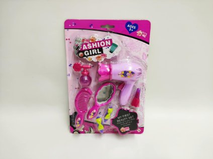 Sada krásy/Malá kadeřnice s fénem a doplňky 2 druhy plast na kartě 18,5x27,5 cm