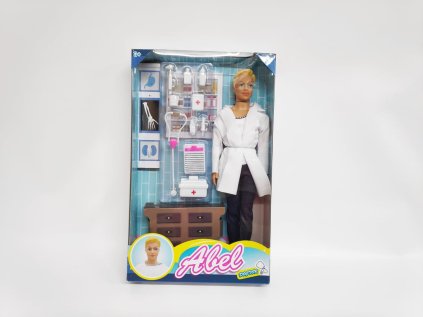 Panáček doktor nekloubový plast 30cm s doplňky v krabici 20x33x5cm