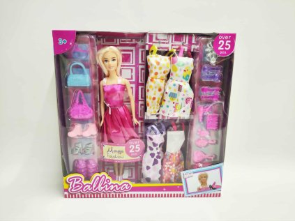 Panenka modelka nekloubová 30 cm s oblečením s doplňky v krabici 32x33x6cm