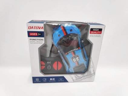 Auto závodní RC 16cm modré 27MHz na baterie se světlem v krabičce 18x17x5cm