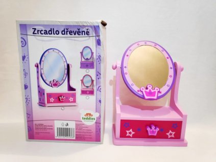 Zrcadlo ovál šperkovnice, zásuvka dřevo 16,2x24,2x8,5cm 3 barvy v krabici