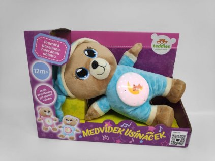 Medvídek Usínáček 32cm modrý se světlem a zvukem v krabici