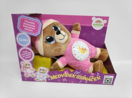 Medvídek Usínáček 32cm růžový se světlem a zvukem v krabici