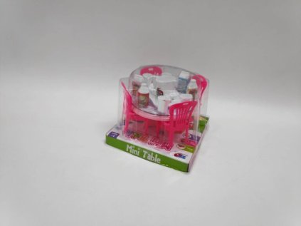 Stůl a židle s doplňky plast 12 cm 3 barvy