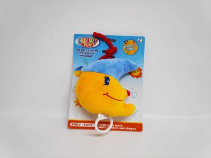Měsíc natahovací hrací  strojek 18 cm plyš v sáčku