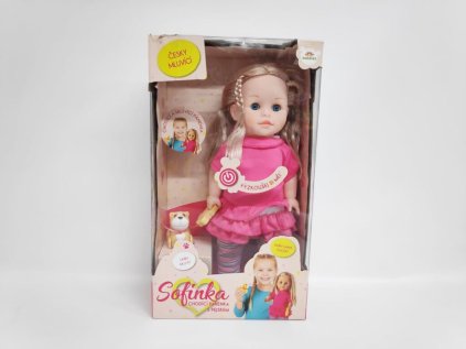 Panenka Sofinka 42 cm s pejskem chodící a česky mluvící v krabici