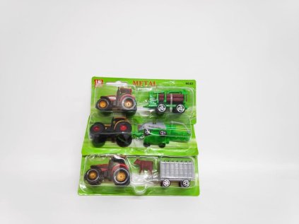 Traktor s přívěsem plast 16cm na kartě mix druhů