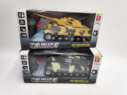 Tank RC PANTHER 27Mhz 25cm se zvukem se světlem na baterie v krabici