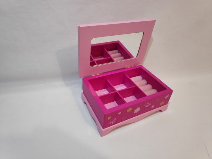 Skříňka šperkovnice zrcadlo  17x7x11,5cm dřevo Princess v krabici
