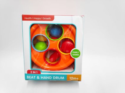 Zatloukačka/Bubínek 17cm 2v1 s kladívkem s míčky plast v krabici 18x20x10cm 12m+
