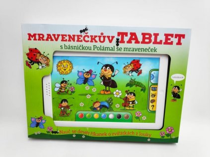 Mravenečkův tablet 30x20x2cm se zvukem na baterie v krabici 38x28x4,5cm