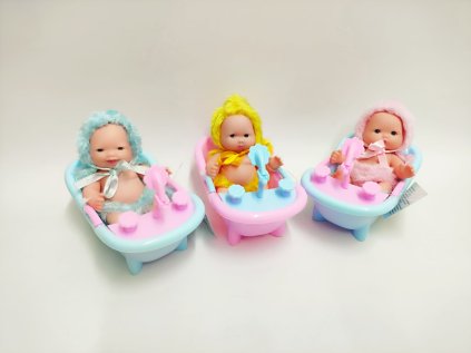 Miminko ve vaničce 13cm pevné tělo