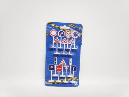 Dopravní značky 14ks plast 5,5cm na kartě 21x11,5cm