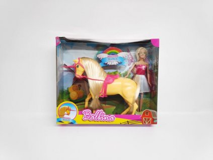 Jednorožec kůň česací 26cm s panenkou vílou 28cm v krabici 39x33x9cm