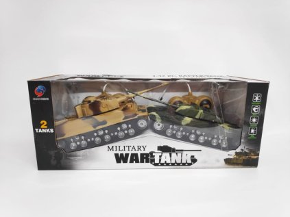 Tank RC  25cm 2ks na baterie se světlem, zvukem v krabici 43x17x19cm