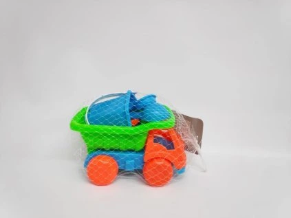 Auto na písek s doplňky plast 18cm  v síťce