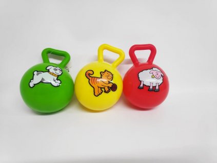 Chrastítko míč s úchytem 10cm guma 3 barvy 0+