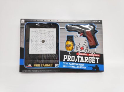Pistole  plast na kuličky 6mm s terčem v krabici 45x29x5cm