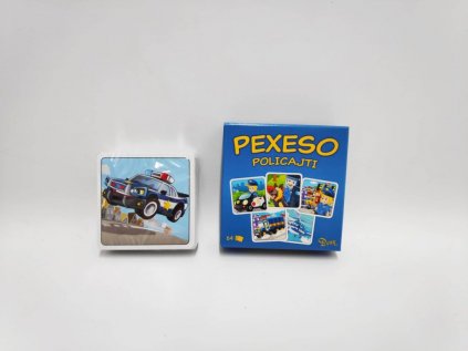 Pexeso Policajti kreslení papírové 32 obrázkových dvojic v papírové krabičce 8x8cm