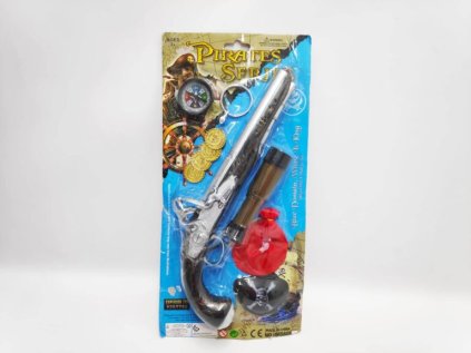 Pirátská sada kolt s doplňky plast na kartě 20x43x6cm