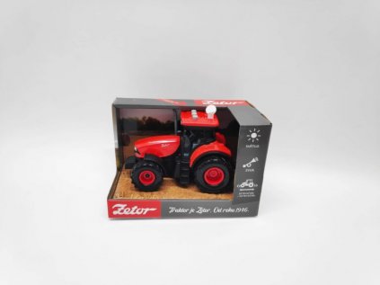 Traktor Zetor plast 9x14cm na setrvačník se světlem, zvukem v krabici