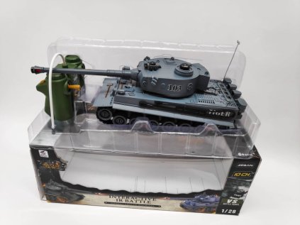 Tank RC 33cm TIGER I 40 MHz na baterie, dobíjecí pack se světlem, zvukem v krabici