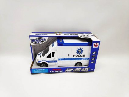 Auto policie 28cm na setrvačník na baterie se světlem, zvukem v krabici 32x18x12cm