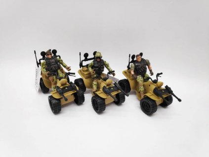 Čtyřkolka s vojákem plast 14cm na volný chod 4 druhy