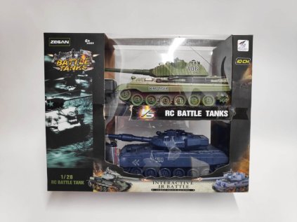 Tank RC 2ks 36cm+dobíjecí pack tanková bitva se světlem, zvukem v krabici 42x32x14cm