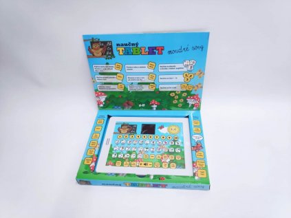 Naučný tablet moudré sovy dvojjazyčný CZ+AJ 24x19x2cm se zvukem v krabici 32x23x3cm