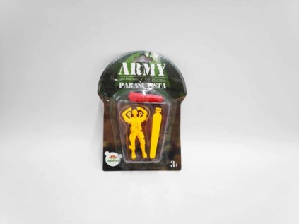 Parašutista figurka s padákem létající 9cm na kartě 2 barvy