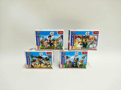 Minipuzzle 54 dílků Paw Patrol/Tlapková Patrola 4 druhy v krabičce 9x6,5x4cm