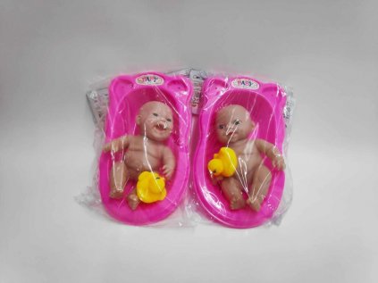 Miminko panenka s kačenkou 20cm ve vaničce plast pevné tělo 3 druhy v sáčku, 1ks
