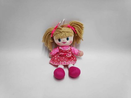 Panenka hadrová 30 cm v růžových šatech