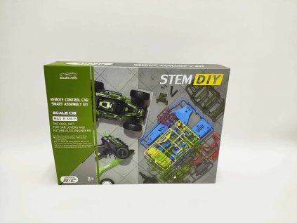 Auto RC buggy plast 22cm stavebnice 24MHz na baterie zelené v krabici 34x25x7cm