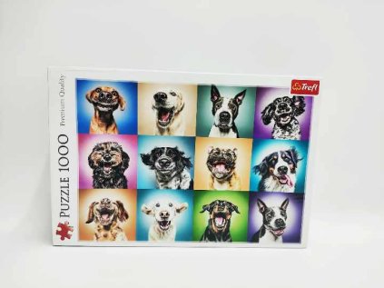Puzzle Veselé psí portréty 1000 dílků v krabici 40x27cm,poš.obal