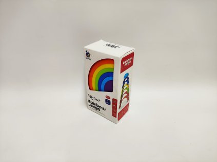 Věž/Pyramida duha barevná stohovací skládačka 7ks plast v krabičce 8x15x5cm 18m+