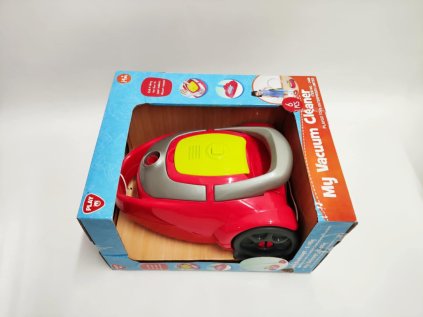 Vysavač plast 18x25cm na baterie se zvukem v krabici 29x17x23cm 24m+
