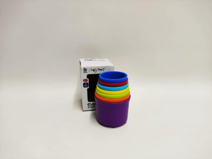 "Věž/Pyramida barevná stohovací skládačka 7ks plast v krabičce 7x10x7cm 18m+ "