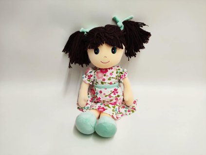 Panenka 40cm hadrová-plyš v květovaných šatech, 0+
