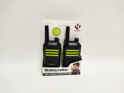 Vysílačky 2ks walkie-talkie 2,4 GHz dosah 300 metrů plast na baterie v krabičce 15x20x4cm