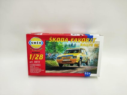Model Kliklak Škoda Favorit Rallye 96 13,5x6,7cm v krabici 25x14,5x4,5cm