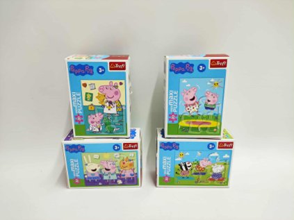Minipuzzle miniMaxi 20 dílků Prasátko Peppa/Peppa Pig 4 druhy v krabičce 11x8x4cm