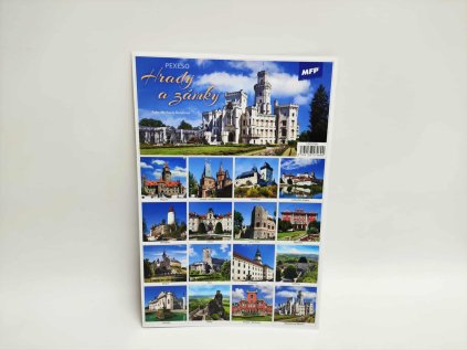 Pexeso papírové Hrady a zámky společenská hra 32 obrázkových dvojic 21x30cm