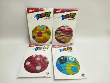 Lampion koule průměr 25cm 4 druhů v sáčku (bez hůlky) karneval